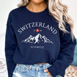 Switzerland Sweatshirt, Swiss Alps Mountains Crewneck Pullover, Unisex
