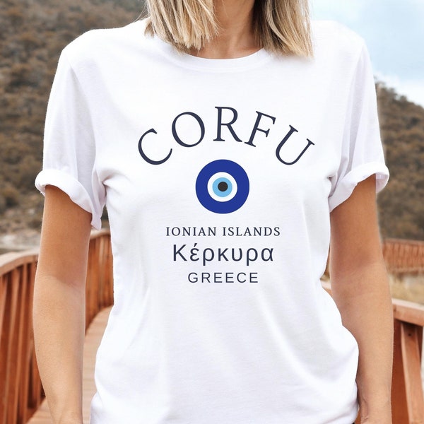 Corfu Shirt, Greek Island Tee, Greece Evil Eye Clothes, Soft and Comfortable T-shirt, Unisex
