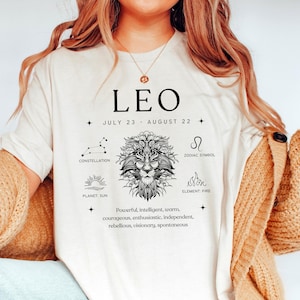 Koszulka Leo, Koszulka z faktami o zodiaku, Unisex