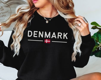 Denmark Sweatshirt, Danish Flag Crewneck Pullover