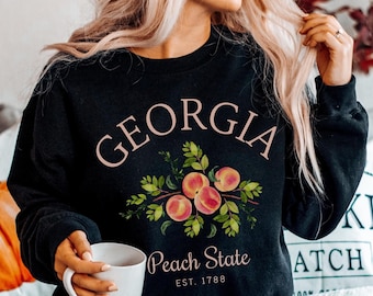 Georgia Sweatshirt, Peach State Crewneck Pullover, Unisex