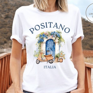 Camiseta de Positano, ropa de la Costa Amalfitana, Italia, camiseta de casas italianas, camiseta suave y cómoda