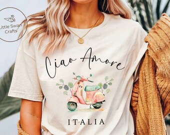 Chemise Italie, Ciao Amore, T-shirt italien de trottinette, unisexe