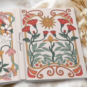 Custom Name Boho Journal, Celestial Notebook Gift, Sun and Moon Personalized Hardcover Diary