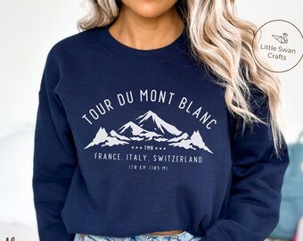 Tour du Mont Blanc Sweatshirt, TMBTrail Trekking, Wandern, Schweiz Rundhalspullover, Unisex