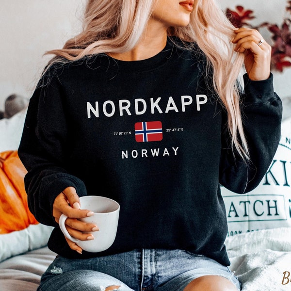 Sweat-shirt Nordkapp, pull Norway North Cape, vêtements nordiques, pull à col rond Norge doux et confortable, unisexe