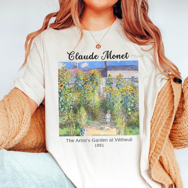 Claude Monet-Hemd, Der Garten des Künstlers bei Vetheuil Gemälde T-Shirt, Unisex