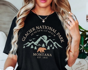 Chemise Glacier National Park, T-shirt Montana Bear, unisexe