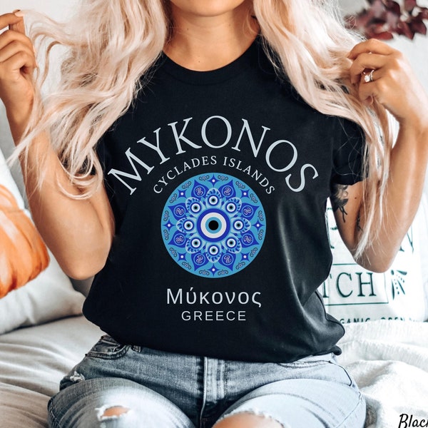 Mykonos Shirt, Greek Island Tee, Greece Evil Eye T-shirt, Unisex