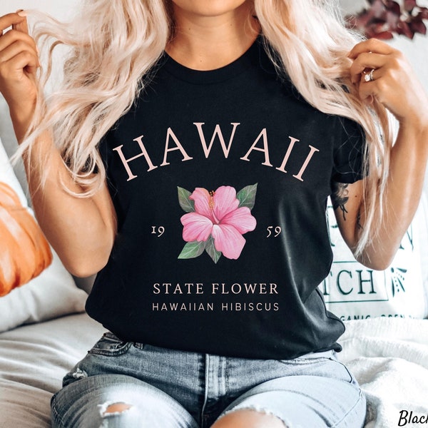 Hawaii shirt, Hawaiiaans T-shirt, tropische roze bloem, zacht en comfortabel T-shirt, unisex