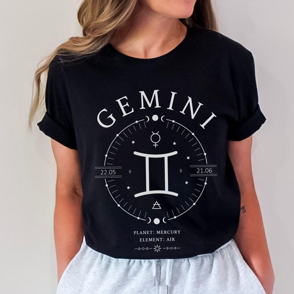 Gemini Shirt, Zodiac Sign Facts Tee, Astrology June Birthday Gift, Unisex