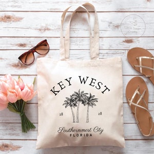 Key West Tote Bag, Florida Keys Market Bag, %100 Cotton Natural Shopping Bag