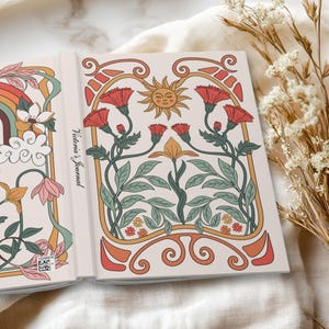 Custom Name Boho Journal, Celestial Notebook Gift, Sun and Moon Personalized Hardcover Diary
