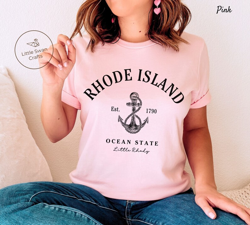 Rhode Island Shirt, Ocean State Little Rhody T-shirt, Unisex Pink