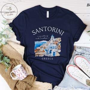 Santorini Shirt, Greek Island, Greece T-shirt, Unisex Navy