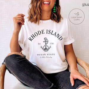 Rhode Island Shirt, Ocean State Little Rhody T-shirt, Unisex White