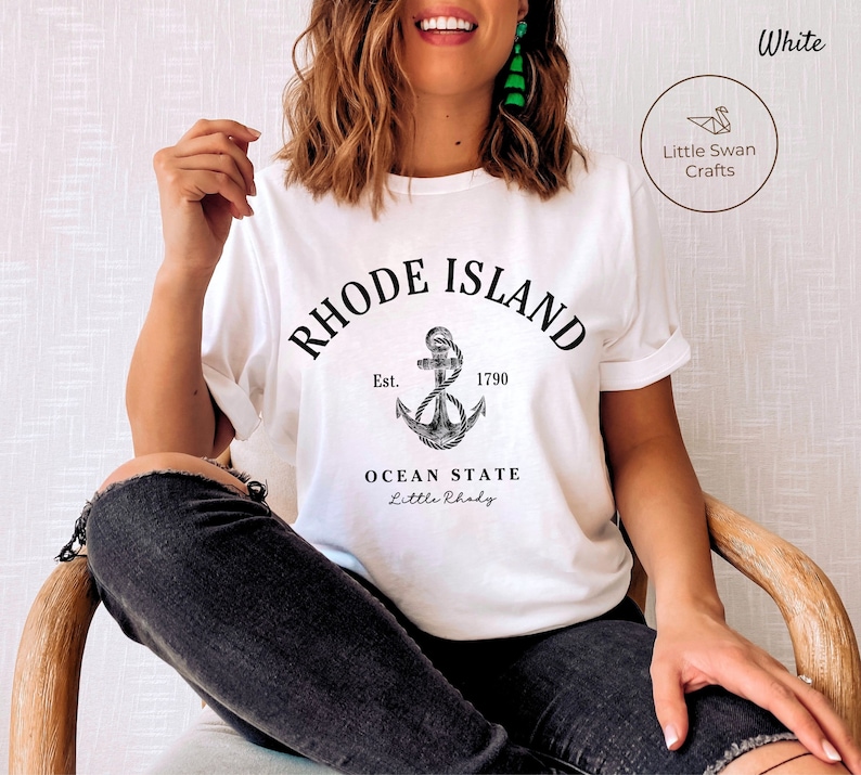 Rhode Island Shirt, Ocean State Little Rhody T-shirt, Unisex White