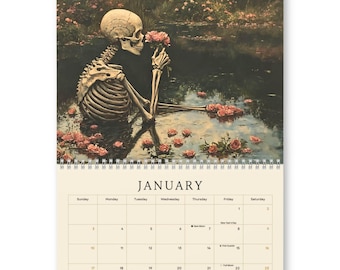2027 Skeleton and Flowers Wall Calendar