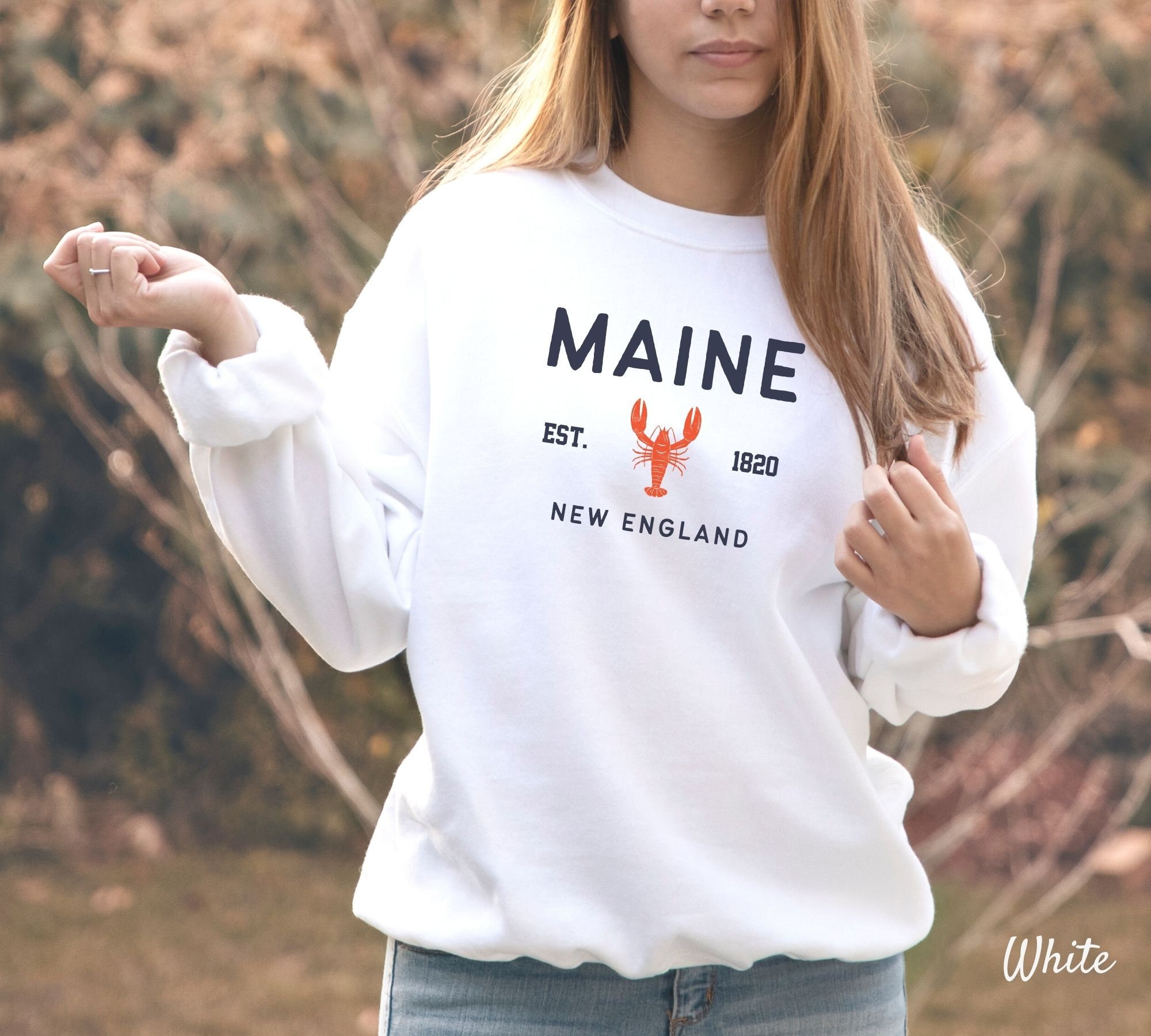 Discover Maine Sweatshirt, New England Lobster Soft and Comfortable Pullover
