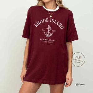 Rhode Island Shirt, Ocean State Little Rhody T-shirt, Unisex Maroon