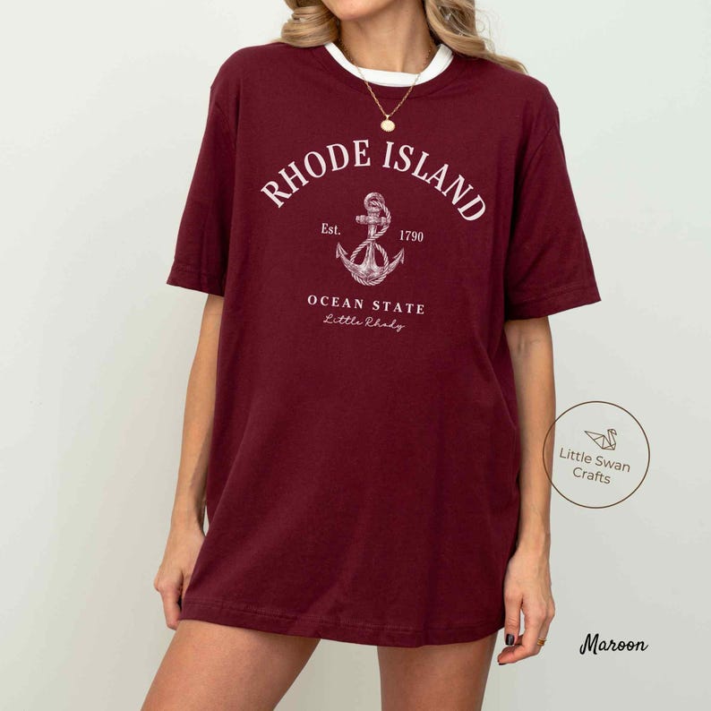 Rhode Island Shirt, Ocean State Little Rhody T-shirt, Unisex Maroon