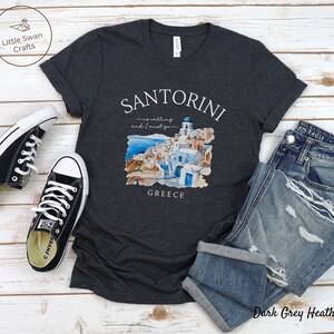 Santorini Shirt, Greek Island, Greece T-shirt, Unisex Dark Grey Heather