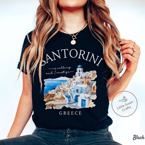 Santorini Shirt, Greek Island, Greece T-shirt, Unisex Black