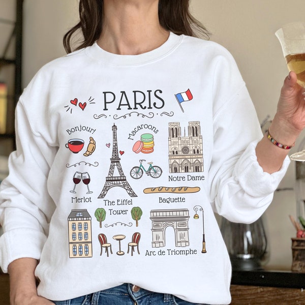 Paris Swestshirt, Paris Reise Geschenke, Wahrzeichen Eiffelturm Weicher und bequemer Rundhalspullover