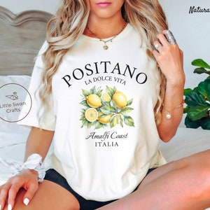 Positano Shirt, Italy Amalfi Coast Lemons T-shirt Natural