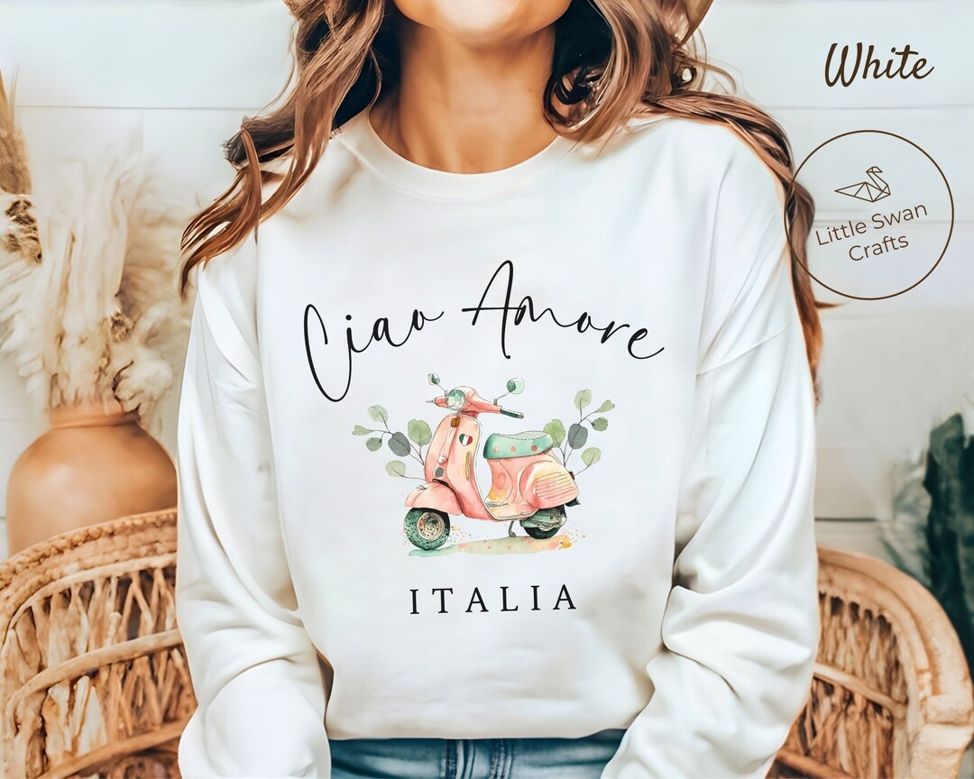 Felpa Italia, Ciao Amore, Pullover girocollo italiano Italia