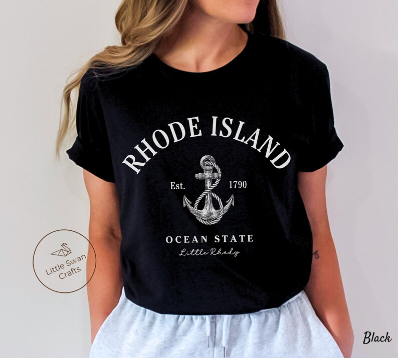 Rhode Island Shirt, Ocean State Little Rhody T-shirt, Unisex Black
