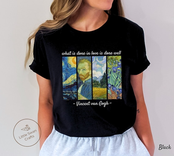 ゴッホTシャツ、星月夜、アイリス、自画像、麦畑の絵画Tシャツ、ユニ
