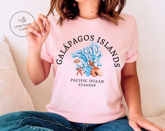 ガラパゴス諸島シャツ、エクアドルサンゴ礁Tシャツ、ユニセックス