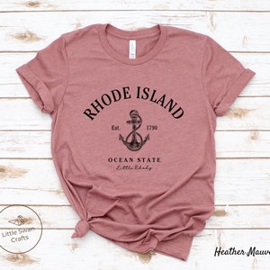 Rhode Island Shirt, Ocean State Little Rhody T-shirt, Unisex Heather Mauve