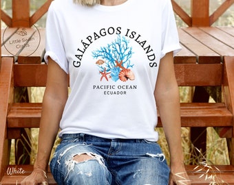 ガラパゴス諸島シャツ、エクアドルサンゴ礁Tシャツ、ユニセックス