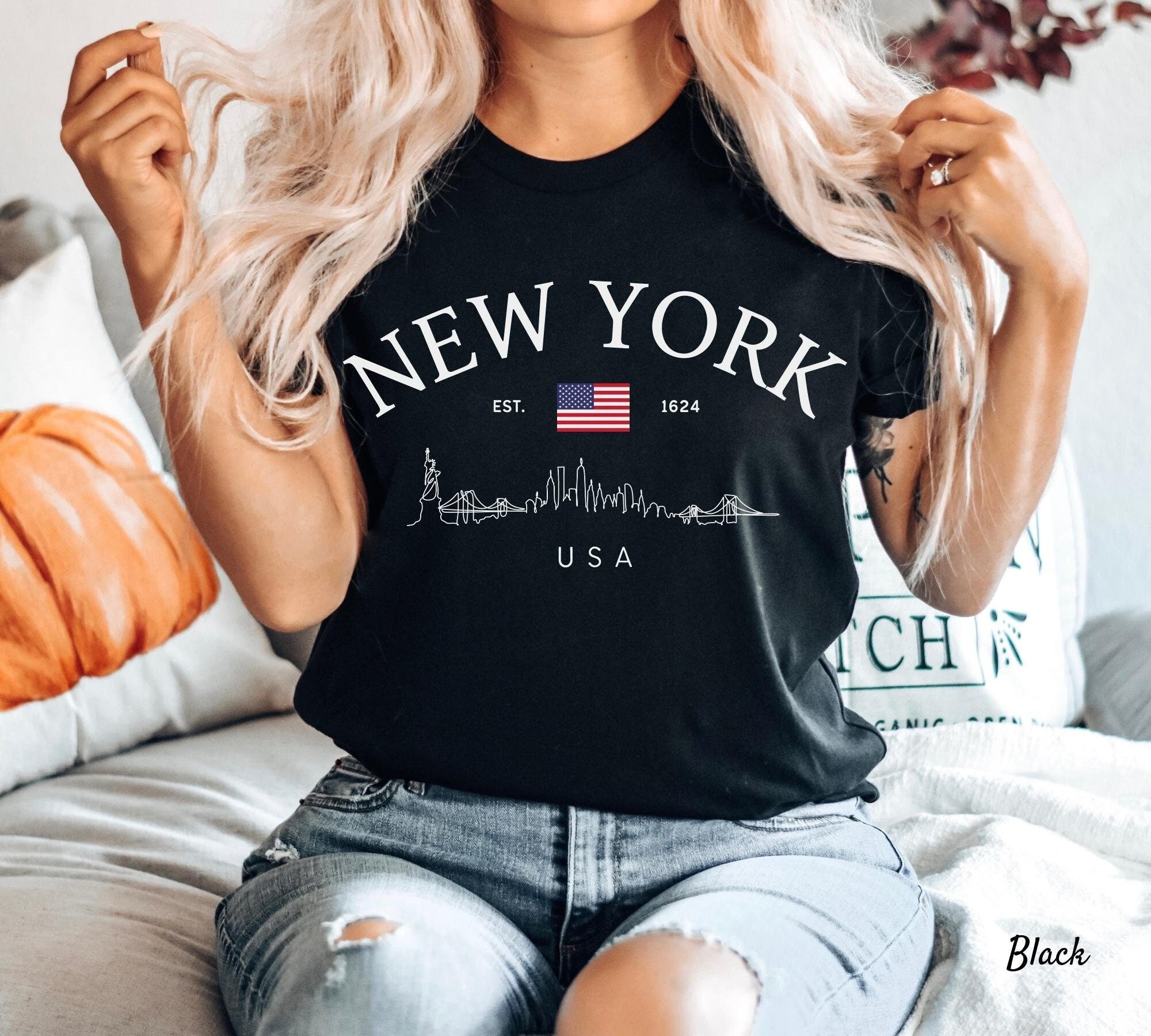 New York Shirt, NYC Skyline Tee, USA Flag Clothes, Soft and Comfortable T- shirt, Unisex - Etsy