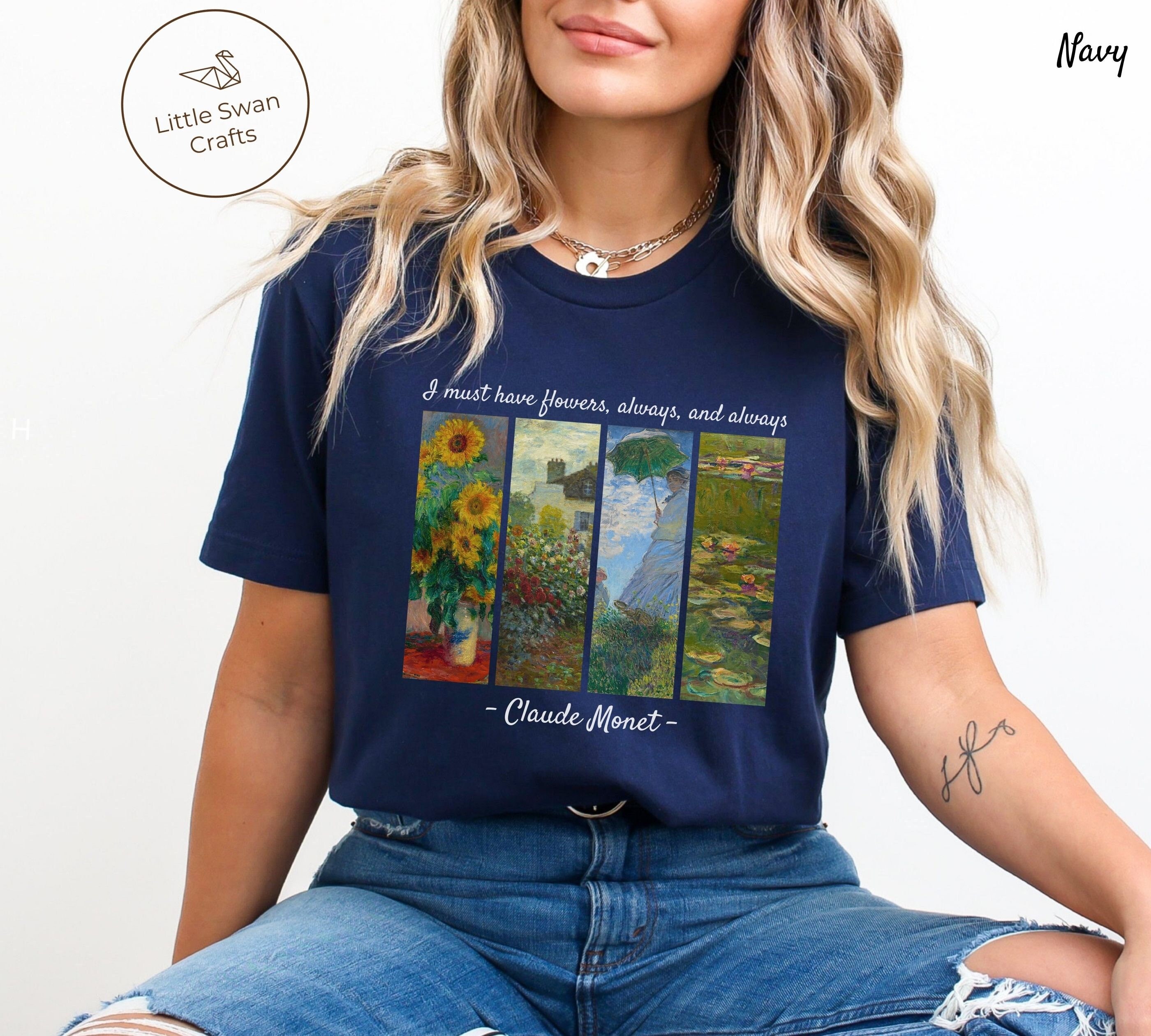 Monet T-shirt, Flower Paintings Water Lilies Sunflower T-shirt - Etsy
