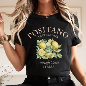 Positano Shirt, Italy Amalfi Coast Lemons T-shirt Black