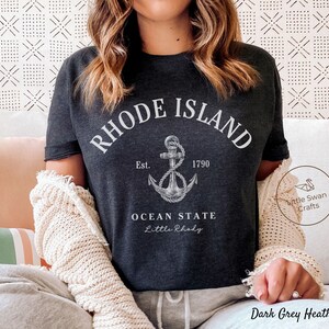 Rhode Island Shirt, Ocean State Little Rhody T-shirt, Unisex Dark Grey Heather