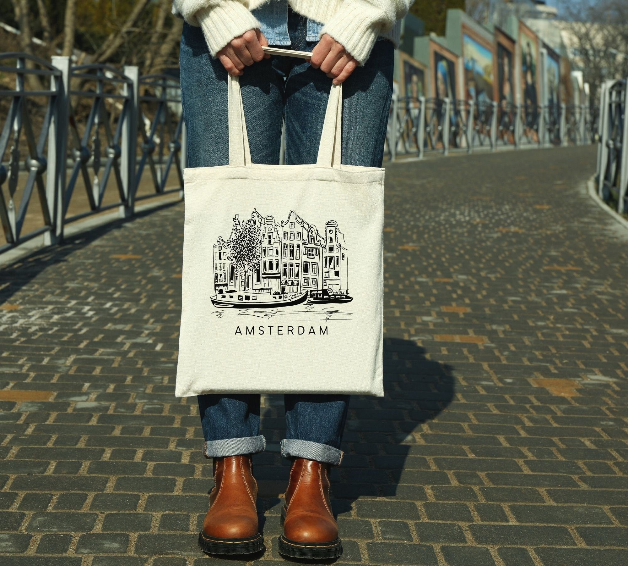 Leonardoda essence kousen Amsterdam Tote Bag Netherlands Canals Eco Friendly Market - Etsy