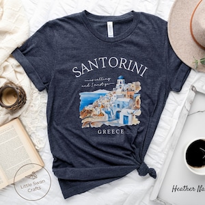 Santorini Shirt, Greek Island, Greece T-shirt, Unisex Heather Navy
