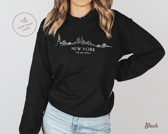 Sweat à Capuche Femme New York - Coupe Ample Graphique Décontracté - Style Gothique Tendance Automne-hiver