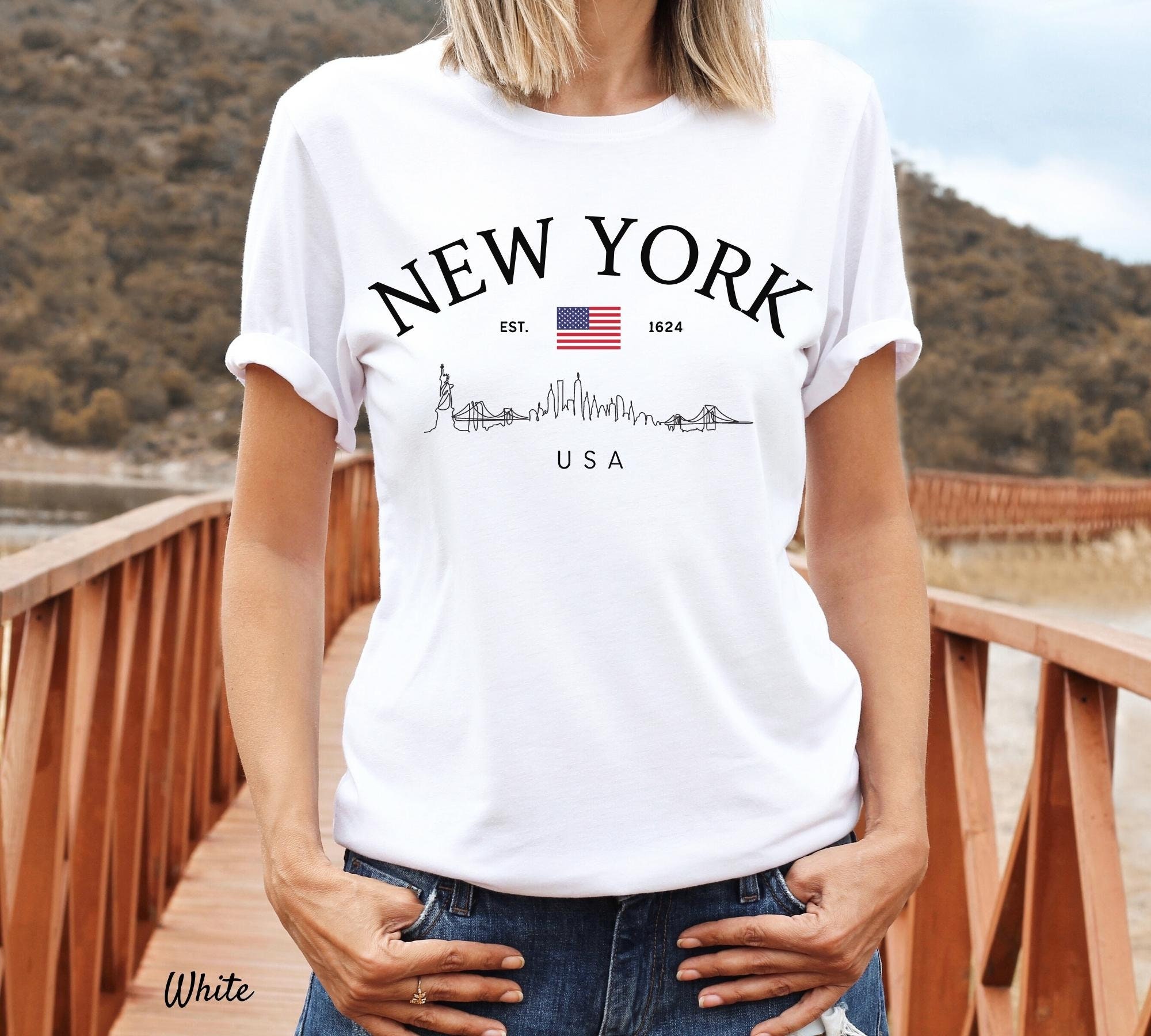 USA York Tee, Clothes, Unisex T- Flag Soft Etsy NYC Comfortable Shirt, shirt, and Skyline New -