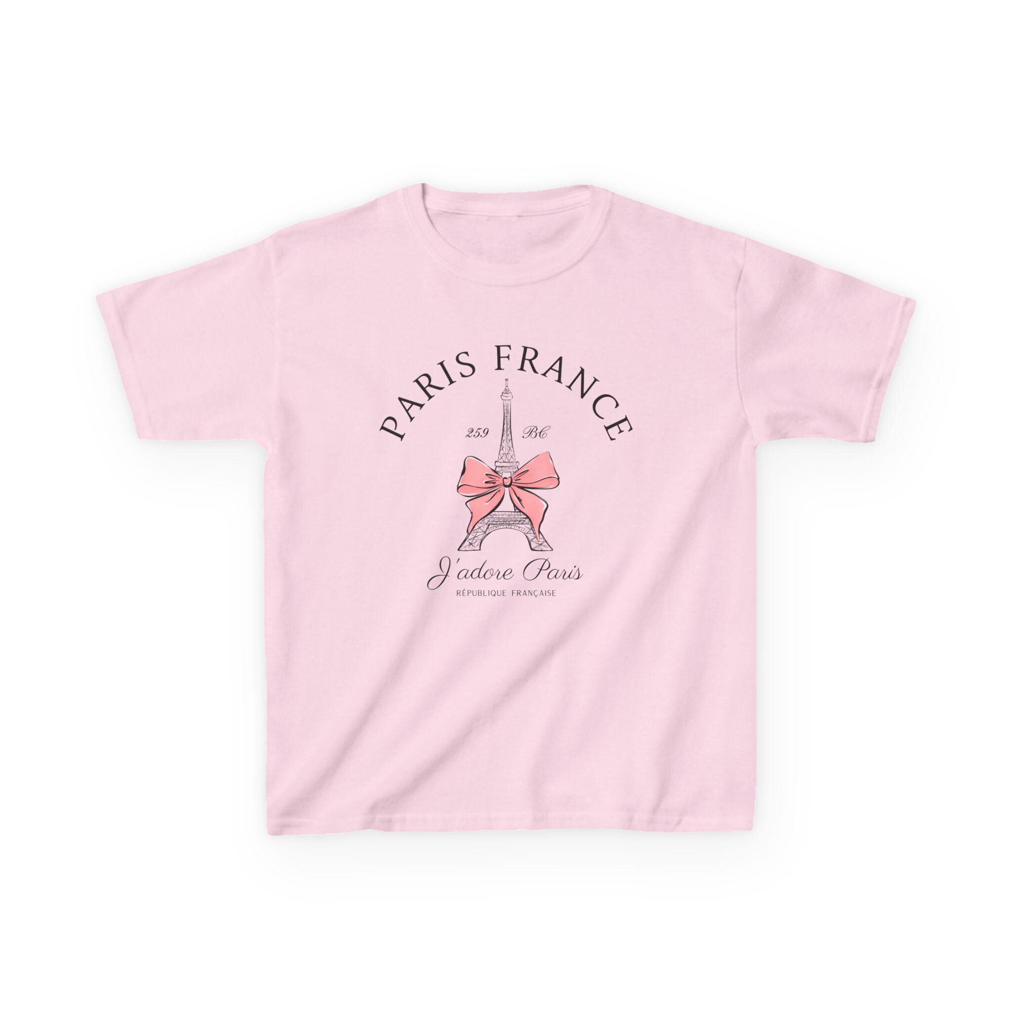 パリキッズシャツ、ユースエッフェル塔ピンクコケットTシャツ - Etsy 日本