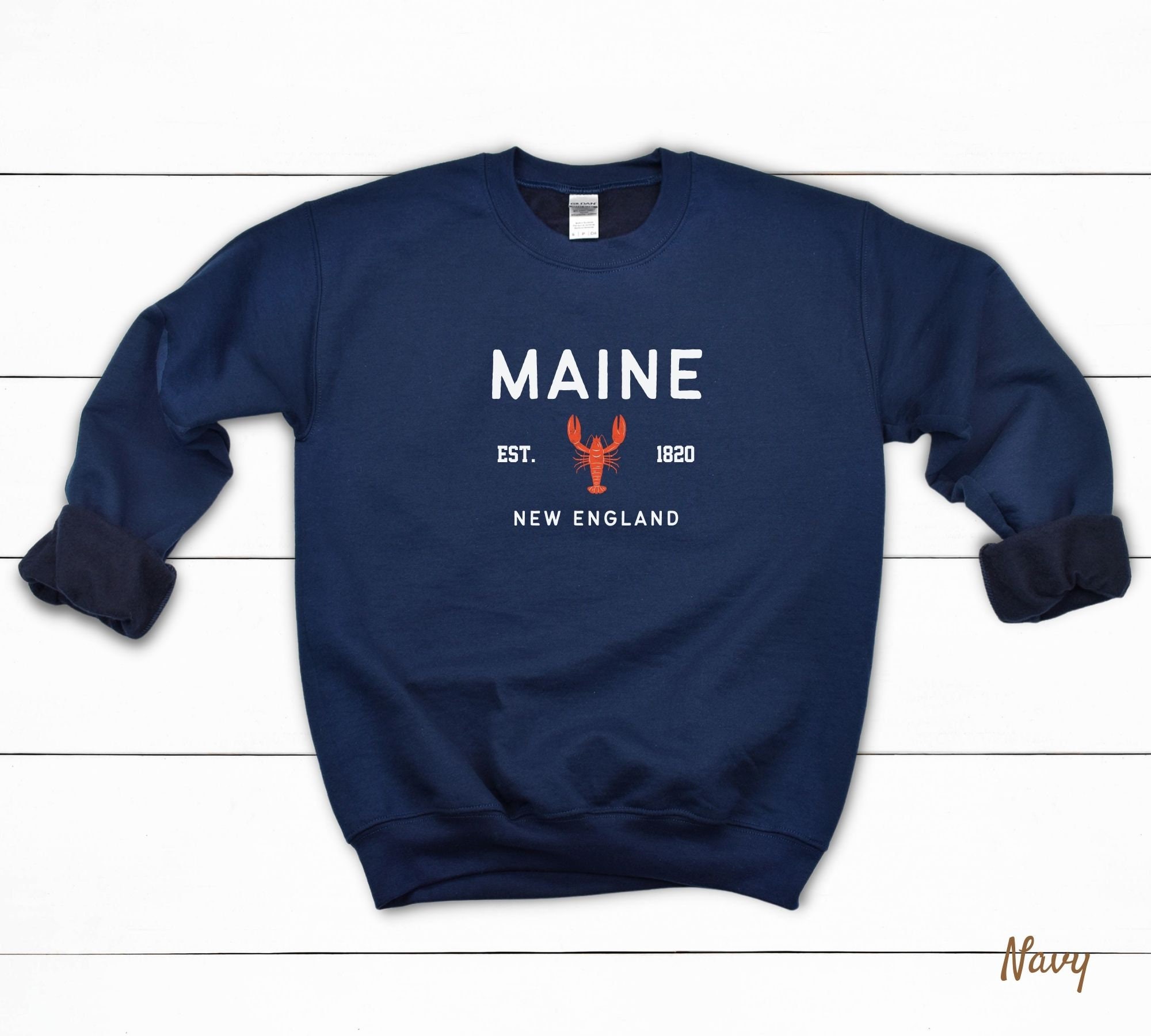 Discover Maine Sweatshirt, New England Lobster Soft and Comfortable Pullover