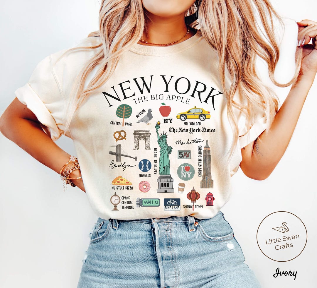 New York Shirt, NYC Landmarks T-shirt, Comfort Colors Unisex Tee - Etsy