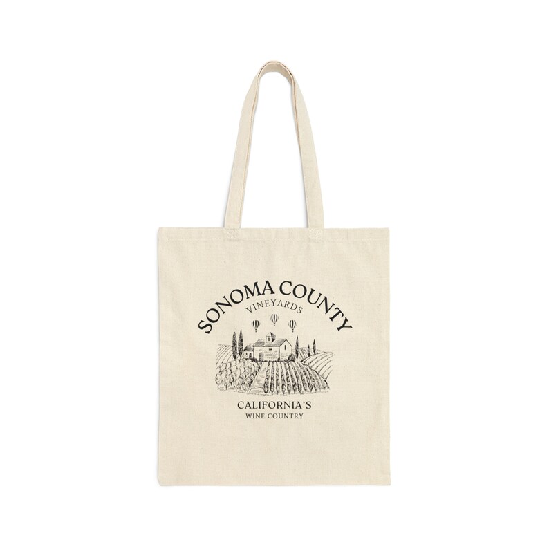 Sonoma County Tote Bag, California Wine Country Natural Canvas Bag image 2