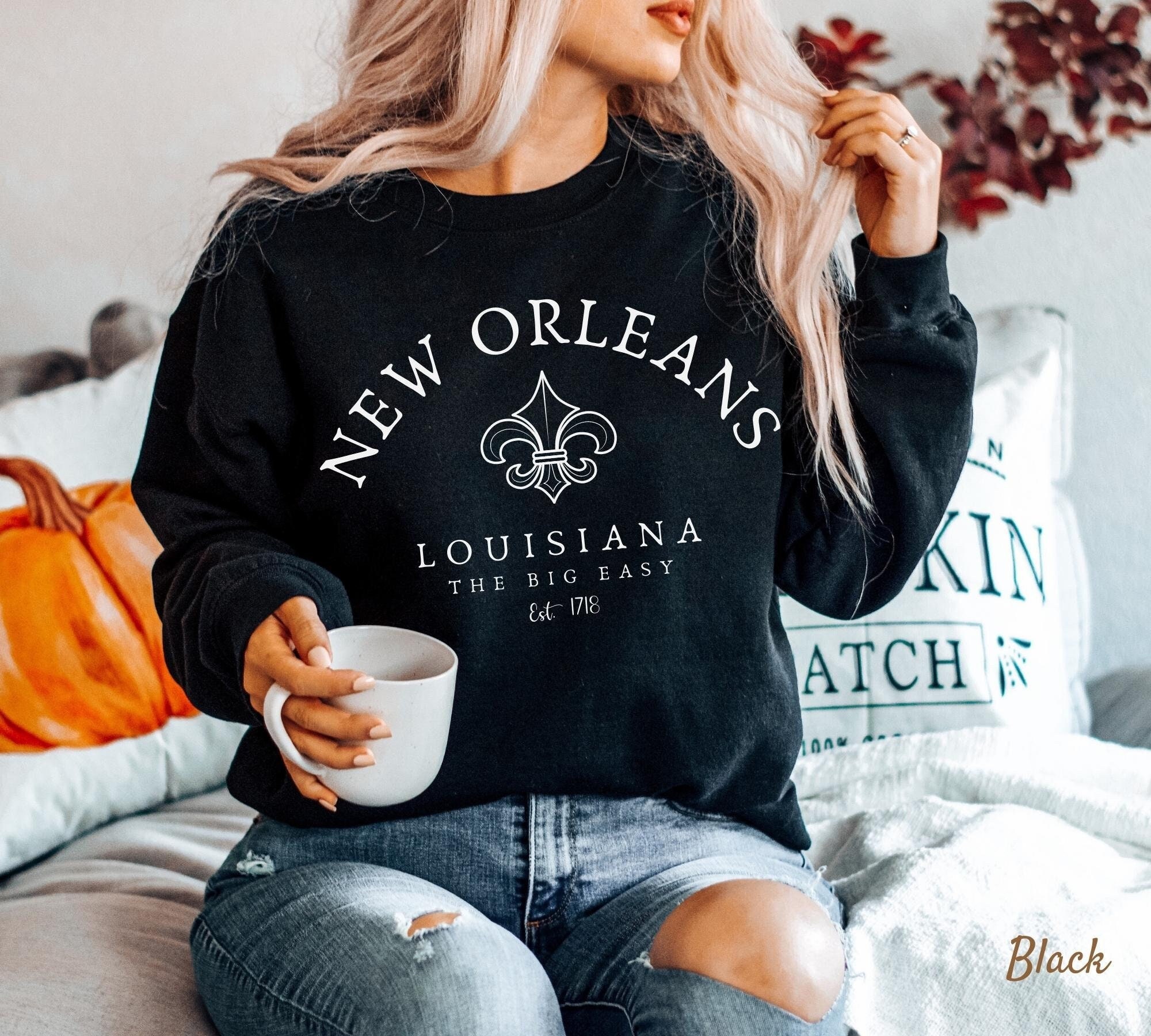 LittleSwanCrafts New Orleans Sweatshirt, The Big Easy, Unisex Soft and Comfortable Crewneck Pullover