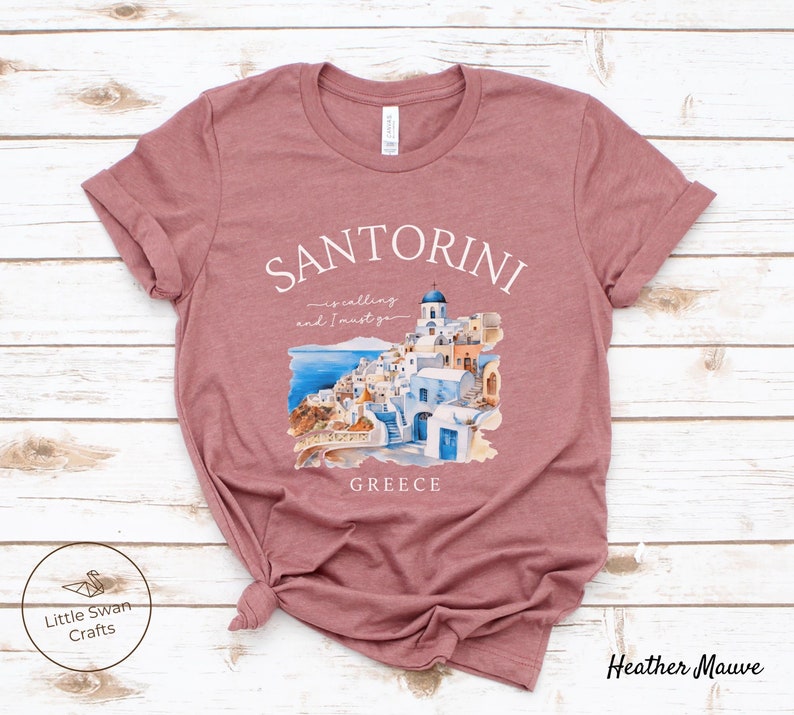 Santorini Shirt, Greek Island, Greece T-shirt, Unisex Heather Mauve