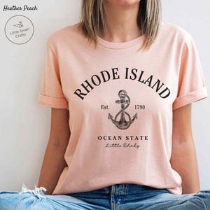 Rhode Island Shirt, Ocean State Little Rhody T-shirt, Unisex Heather Peach